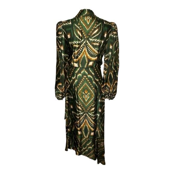 Farm Rio Pineapple Ikat Asymmetric Hem Wrap Dress Beaded Small - Picture 3 of 14